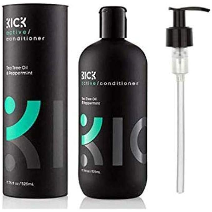 Kick MENS CONDITIONER (TEA TREE AND PEPPERMINT) FOR DANDRUFF AND HAIR LOSS - PROVEN HIGH PERFORMANCE PRO-NOURISHING MENS NATURAL ANTI DANDRUFF TREATMENT (17.5 OUNCES) - Image 1